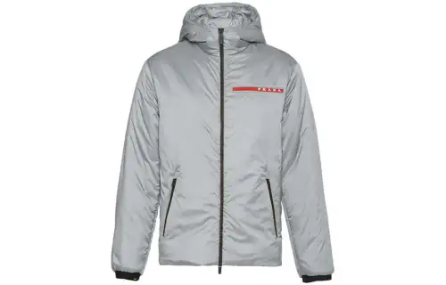 PRADA FW23 Prada Light Polyester Padded Jacket Aluminum Jackets & Coats Men's Silver