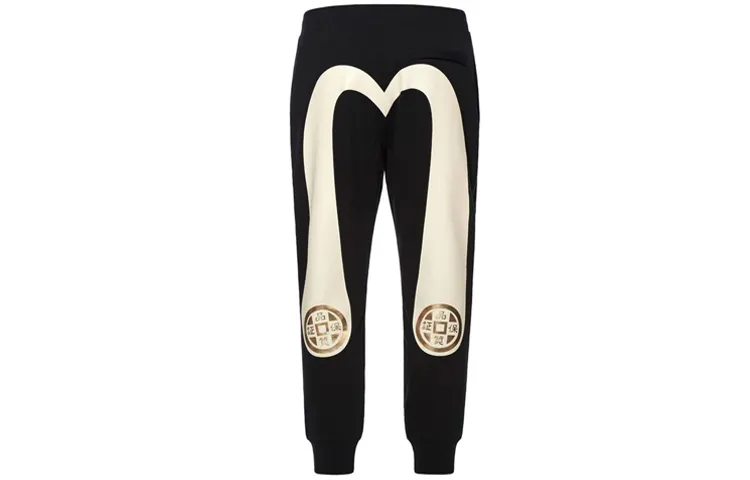 EVISU Cuffed Pants Sweatpants Men's Black