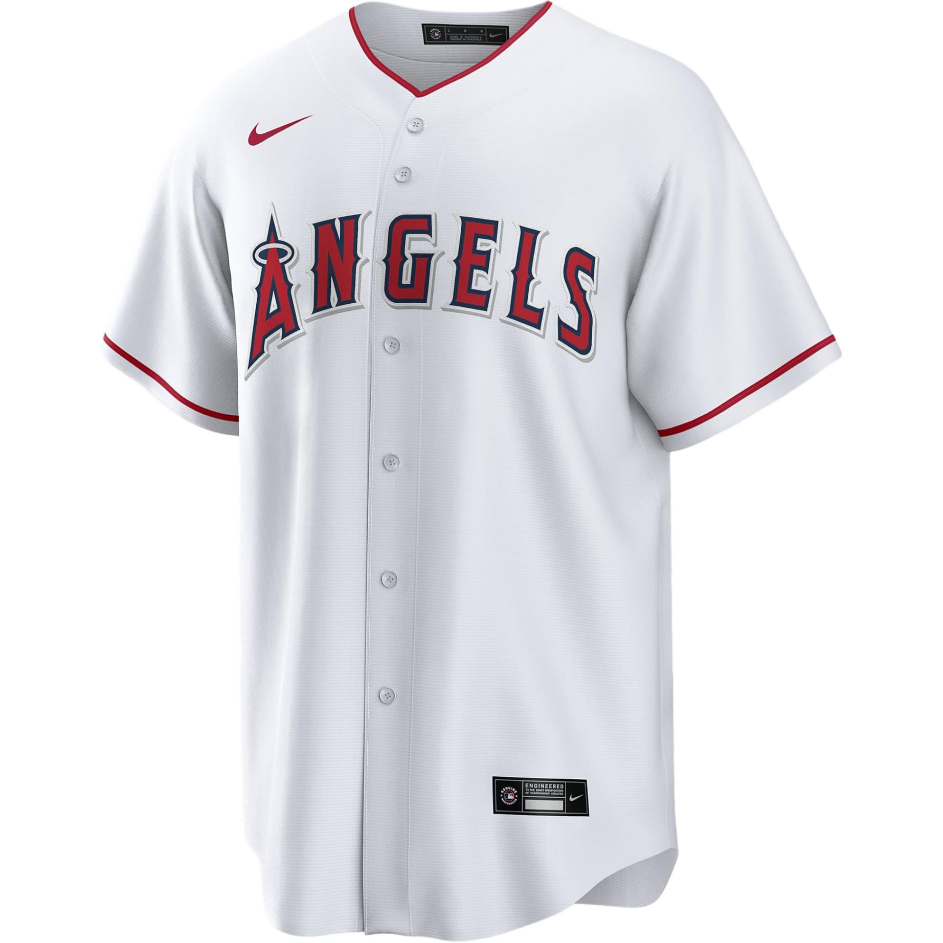 Nike Nike x MLB joint model Los Angeles Angels Los Angeles Angels Mike Trout breathable letter print short-sleeved baseball uniform men's white