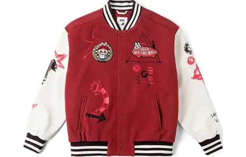 Vans x THE MONSTERS Baseball Jacket Unisex Red Brown