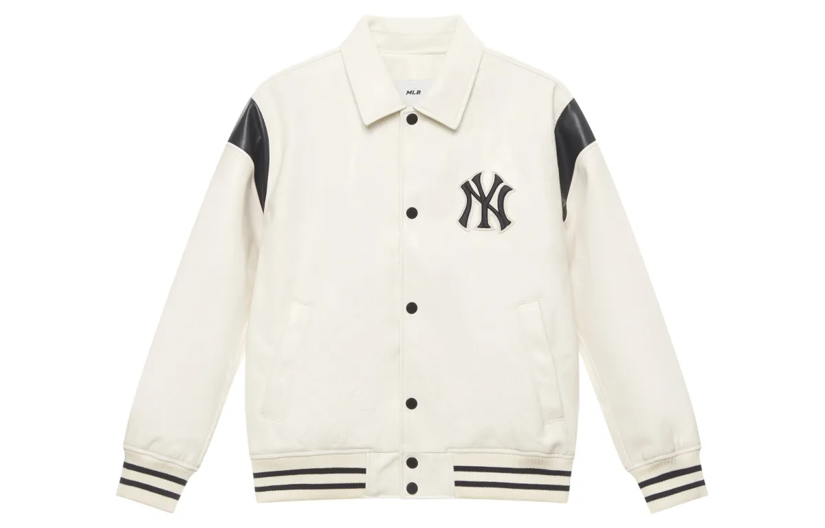 MLB MONOGRAM Baseball Jacket Unisex Dark Cream