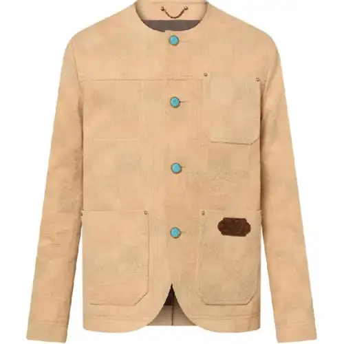 LOUIS VUITTON Damier Collarless Workwear Cotton Jacket