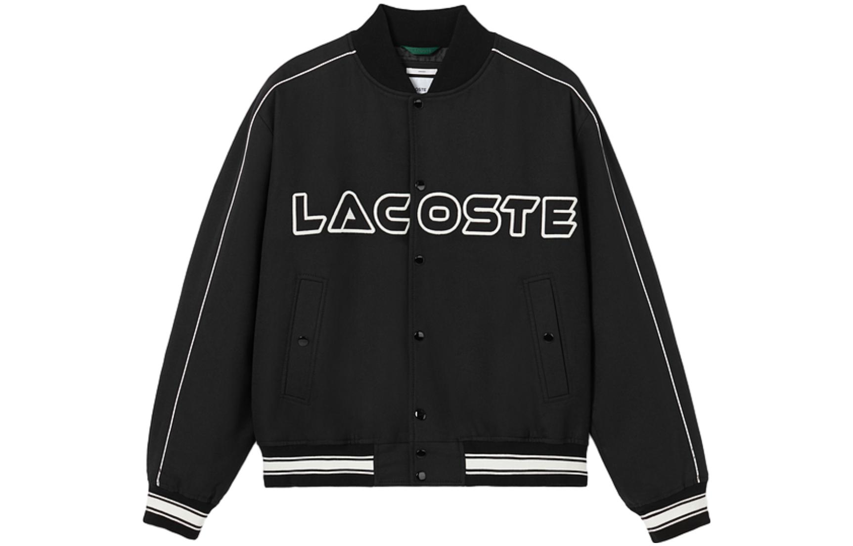 LACOSTE Jackets Men's Black Baseball Collar Thickened Other