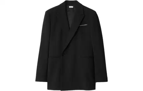 Burberry Wool Blend Tailored Jacket Jackets & Coats Men's Black