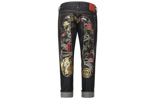EVISU Tapered Pants Jeans Men's Denim Blue