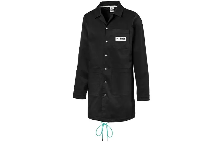 PUMA X RHUDE PUMA X RHUDE Trench Coats Men's Black Lapel Moderate Straight Fit