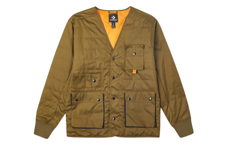 Converse Parka Coats Men's Green Collarless Moderate Straight Fit