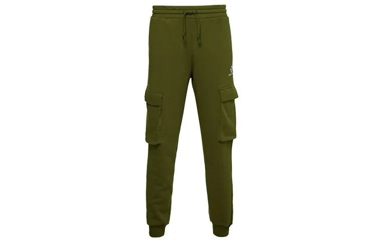 Converse Star Chevron EMB PO Workwear Elastic Cuff Fleece Lined Sports Casual Pants Men's Olive Green