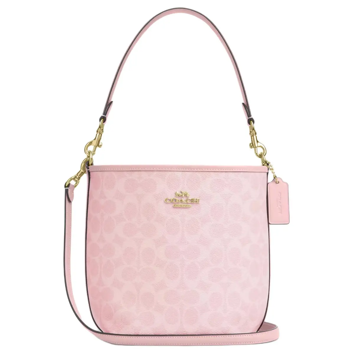 COACH City Bucket Coated Canvas Bucket Bag, Shoulder Bag Small Women's Pink