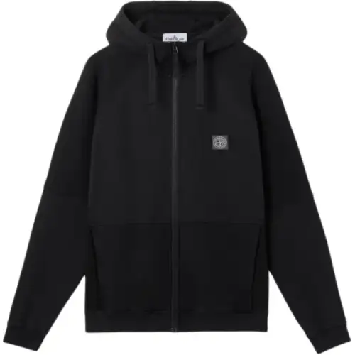 STONE ISLAND Brushed And Diagonal Organic Cotton Fleece Jackets & Coats Men's Black