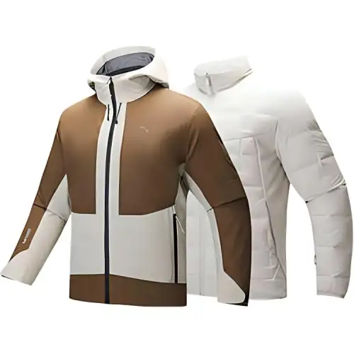 Anta x ZHONGGUOGUOJIADILI Outdoor Collection Thermal Windbreaker Jacket Men's Bird Gray/Sangning Brown