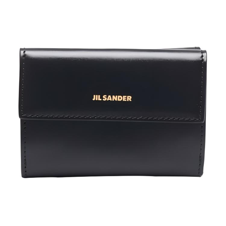 JIL SANDER Jil Sander Tri-fold design Front logo print Built-in bill compartment Snap closure Cow leather wallet Women's