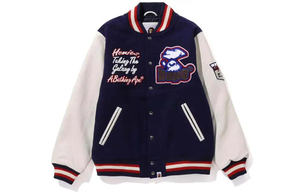 A BATHING APE Logo Patch Varsity Jacket