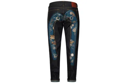EVISU Jeans Men's Denim Blue Moderate Tapered Pants