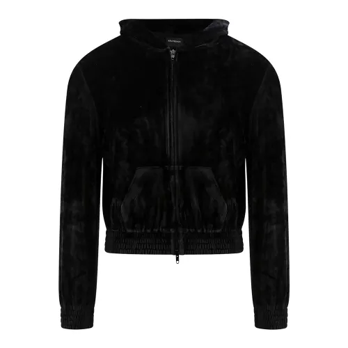 Balenciaga Zip-Up Velvet Sweatshirt