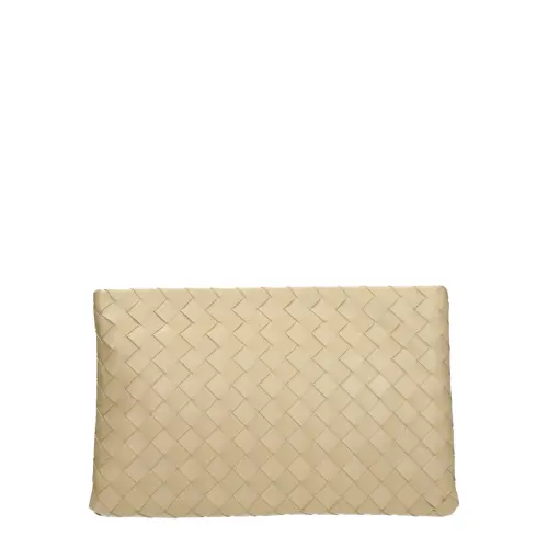 Bottega Veneta Intrecciato Lambskin Clutch Women's Khaki