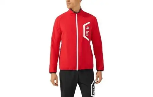 ASICS Jackets Men's Red Stand Collar Moderate Other