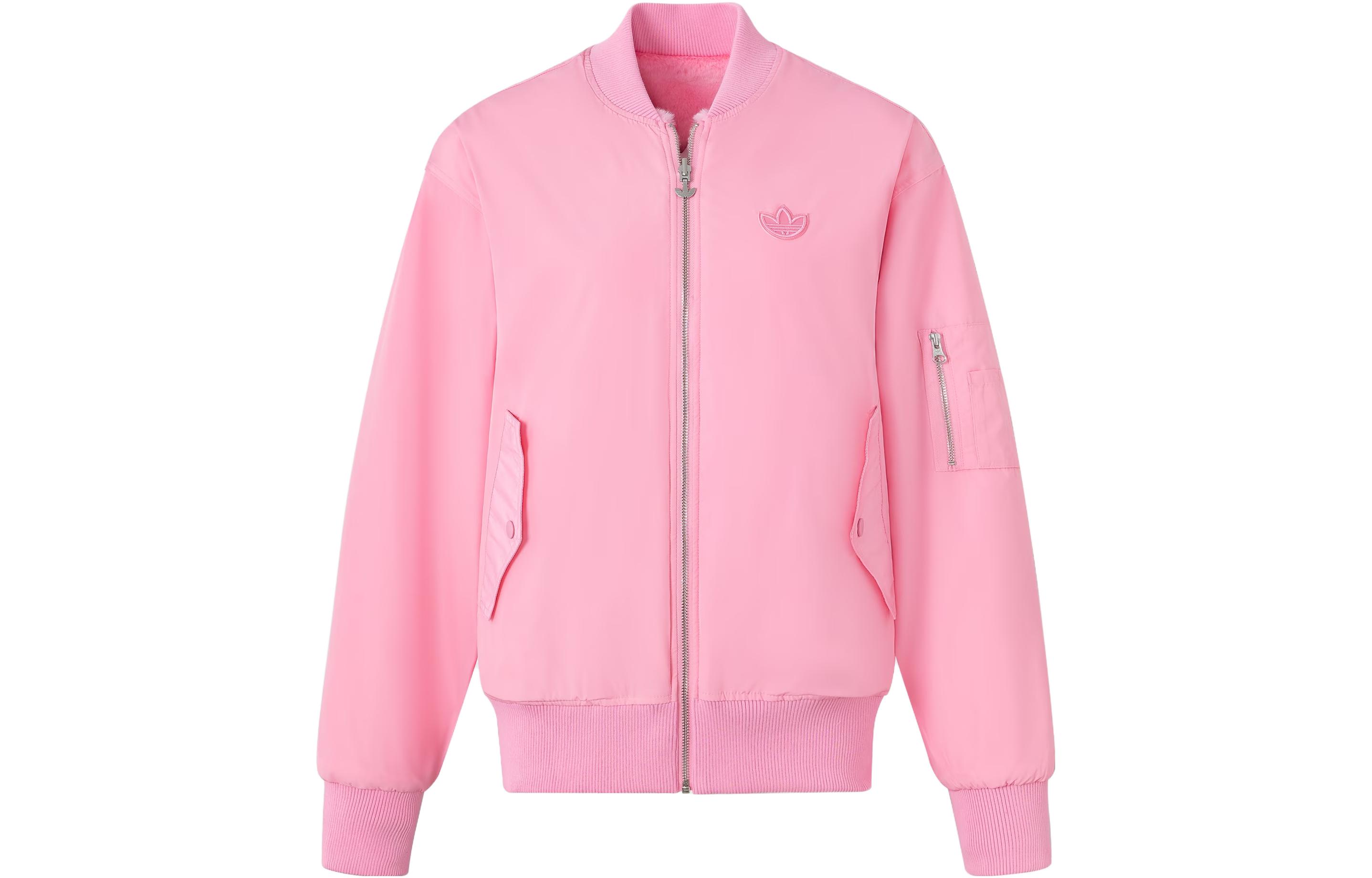 Adidas Originals REV FUR BMBER Logo Embroidery Reversible Thickened And Fleece Lined Zippers Pilot Versatile Jacket