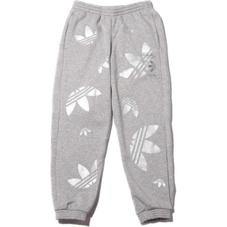 Adidas originals Clover Ref/Met Pants Metallic Clover Logo Print Mid-waist Sweatpants Men's Gray