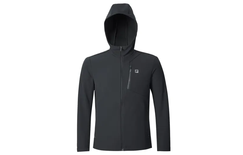 FILA Fitness Soft And Comfortable Woven Water Repellent Fleece Lined Jacket Men's Pitch Black