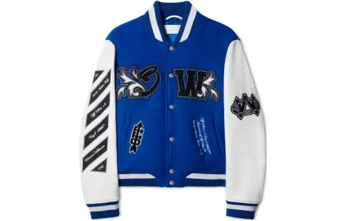 OFF-WHITE Royal logo-appliqué varsity jacket