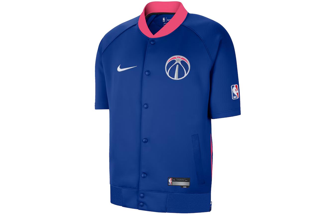 Nike Showtime Raglan Short Sleeve Full Snap Jacket Baseball Jacket Washington Wizards, City Edition Men's Marine Blue