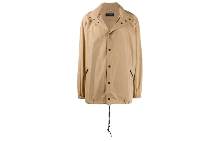 Balenciaga concealed-hood logo-print jacket