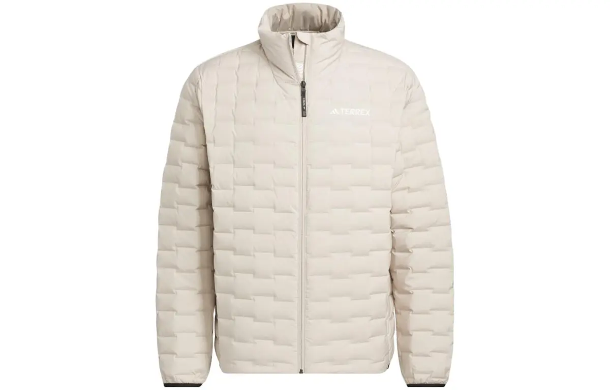 Adidas Jackets Men's White Stand Collar Moderate Straight Fit