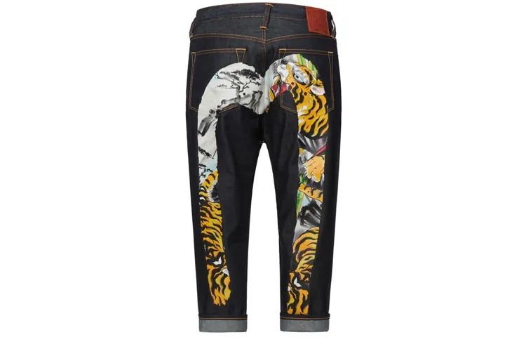 EVISU Men's Tiger M-Logo Print Denim Jeans 'Denim Blue'