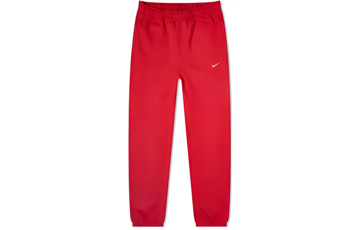Nike Lab Logo Vintage Classic Fleece Lined Elastic Cuff Knitted Sweatpants Men's Red
