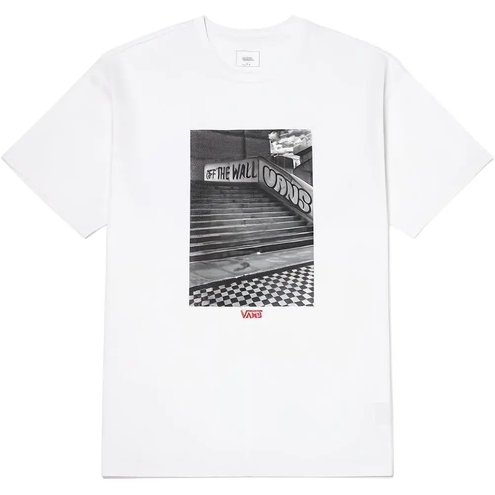Vans T-Shirts Men's White Crew Neck Moderate Straight Fit