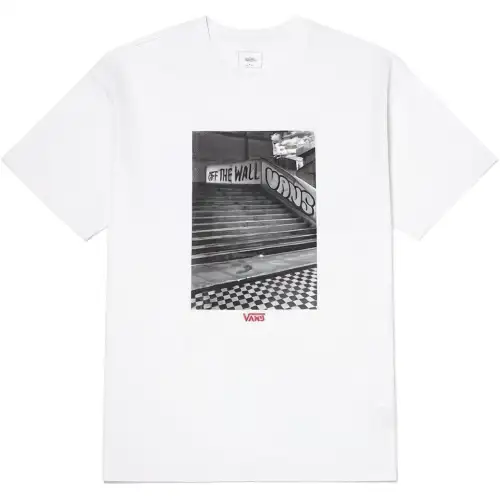 Vans T Shirts Men's White Crew Neck Moderate Straight Fit