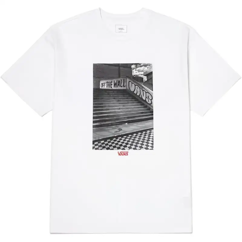 Vans T Shirts Men's White Crew Neck Moderate Straight Fit