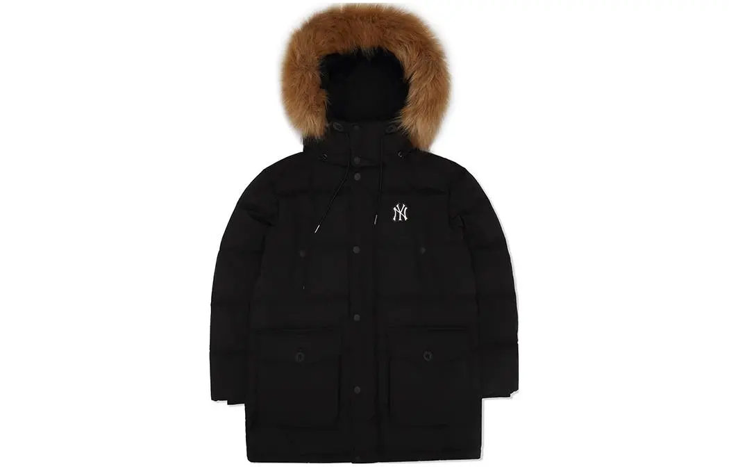 MLB New York Yankees Down Jackets Unisex Black Hooded Moderate Straight Fit