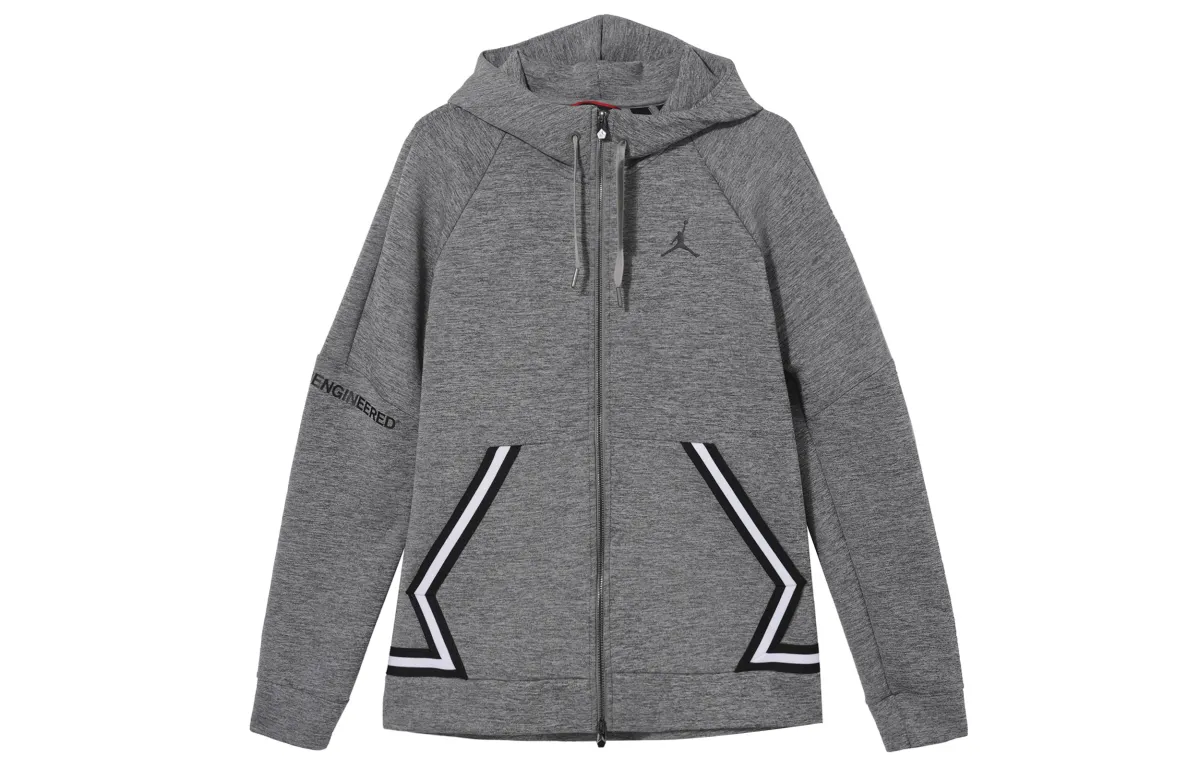 Jordan Jackets Men's Gray Hooded Moderate Straight Fit