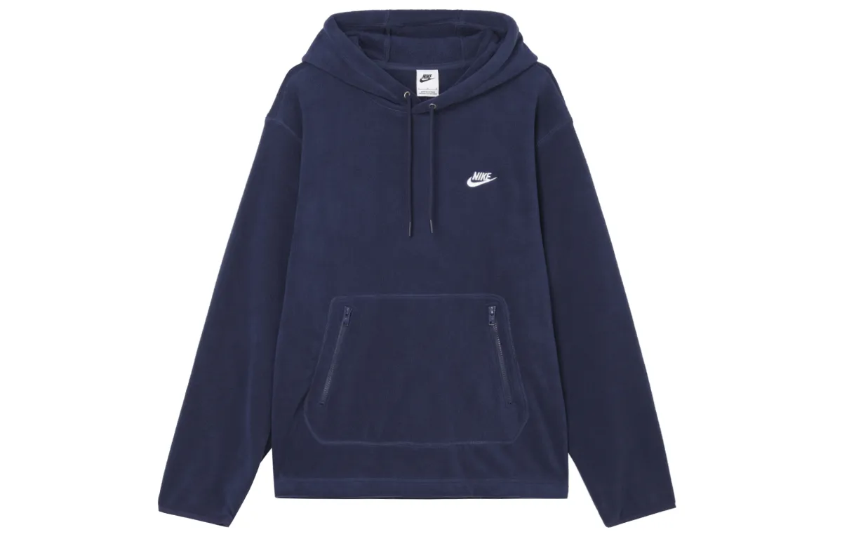 Nike Pullover Hooded Fleece Lined Soft And Comfortable Fleece Clothing Men's Dark Navy Blue
