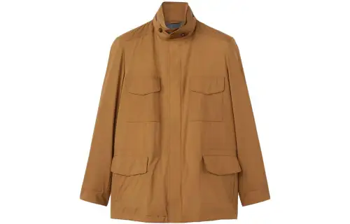 Loro Piana Jackets Men's Earth Yellow Stand Collar Moderate Other