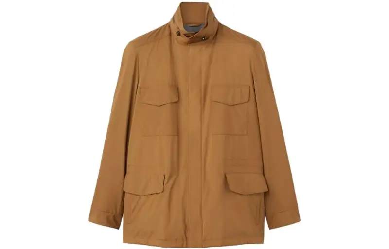 Loro Piana Jackets Men's Earth Yellow Stand Collar Moderate Other