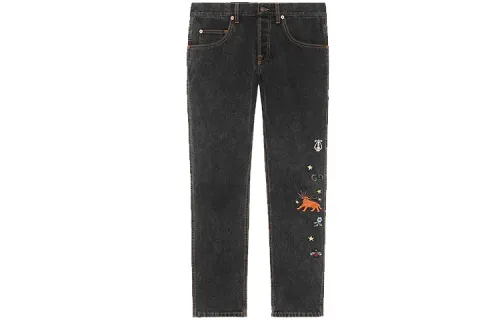 【Previous Season】embroidered motif slim-fit jeans