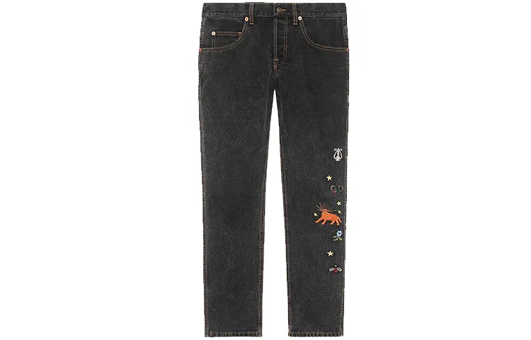 【Previous Season】embroidered motif slim-fit jeans