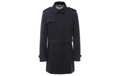 Burberry Trench Coats Men's Dark Blue Lapel Moderate