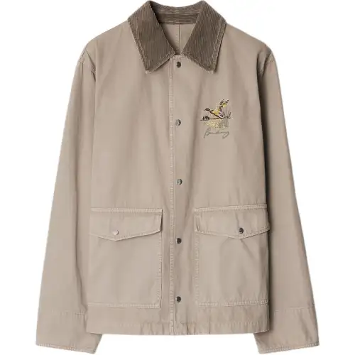 Burberry motif-embroidered shirt jacket