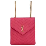 SAINT LAURENT Sheepskin Shoulder Bag, Crossbody Bag Women's Fuchsia/Rose Red