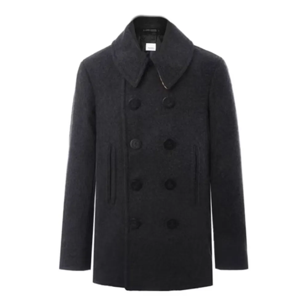 Burberry Coats Men's Black Lapel Moderate Straight Fit