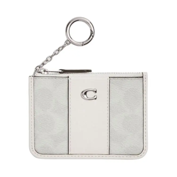 COACH Skinny Id Case Cow Leather Card Holders Women's Chalk White