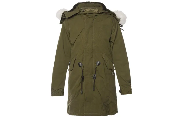 COACH Parka Coats Men's Army Green Hooded (Detachable) Moderate