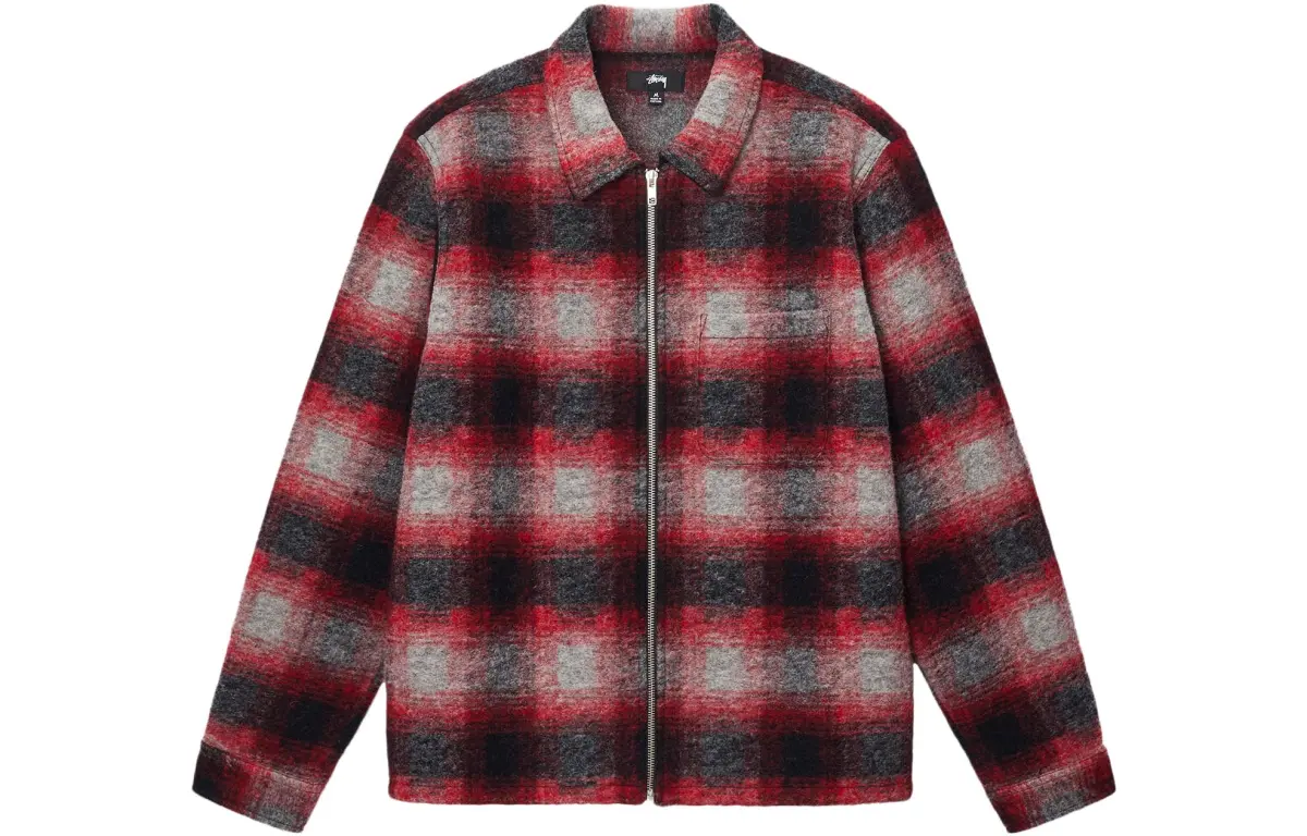 Stussy Brushed Wool Plaid Zip Shirt