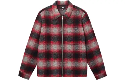 Stussy Brushed Wool Plaid Zip Shirt
