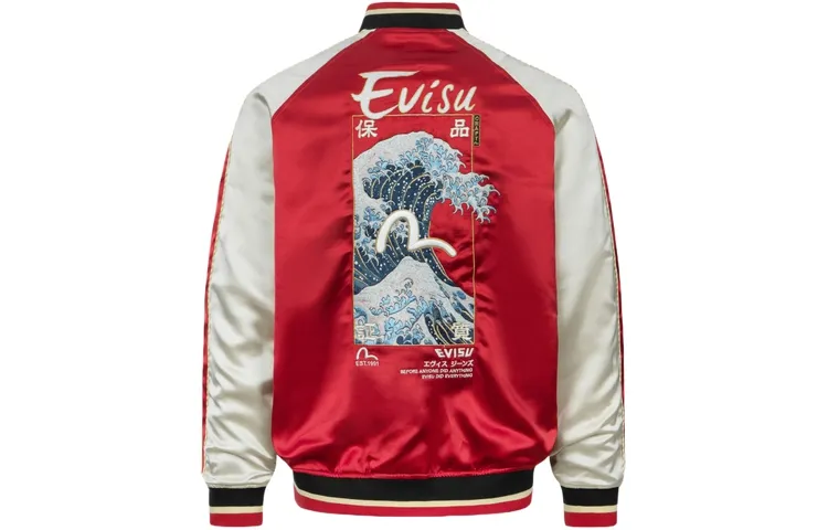EVISU Seagull And The Great Wave Satin Bomber Jacket