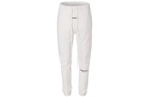 Fear Of God Essentials FW19 Fleece Lined Sweatpants White Casual Cuffed Joggers American Heavyweight Knitted Sweatpants